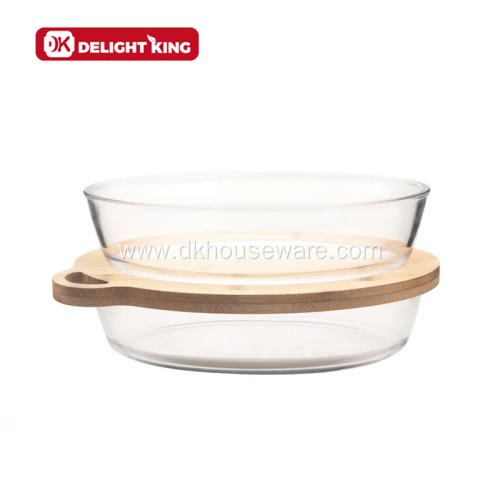 Customized Glass Bakware Set with Bamboo Lid
